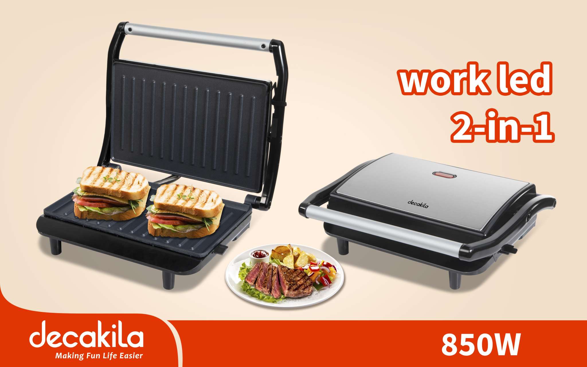 Grill A Viande DECAKILA KEEC049M 850W – Chrome