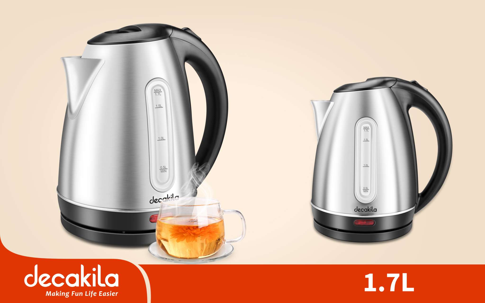 Bouilloire Électrique DECAKILA KEKT004W 1.7L 2200W – Chrome