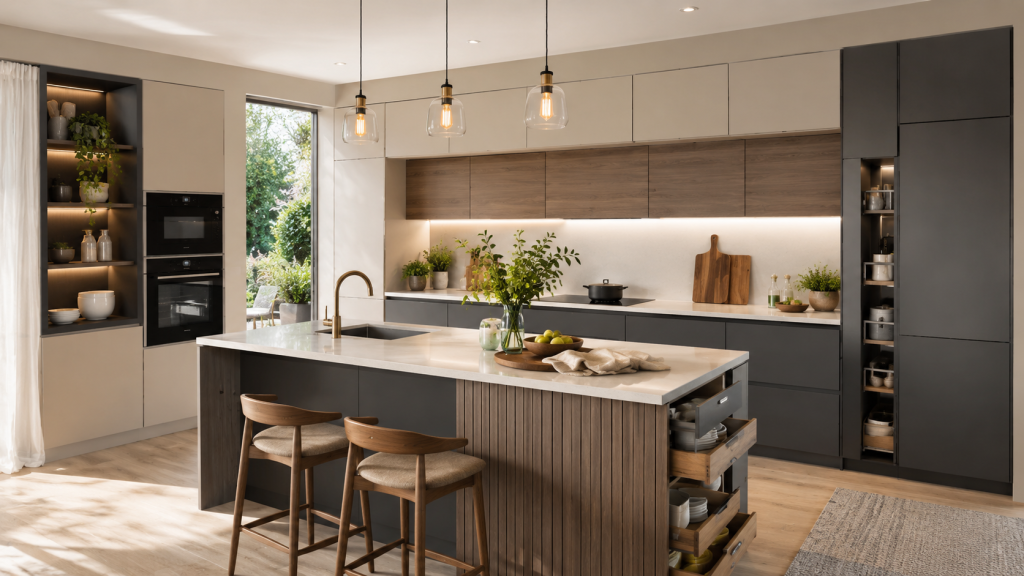 Les tendances cuisine modernes en 2026 : couleurs, rangements et finitions à adopter