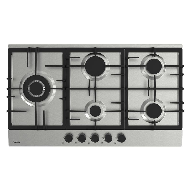 Plaque de cuisson Focus F.8017XS gaz 5 feux 90 cm inox
