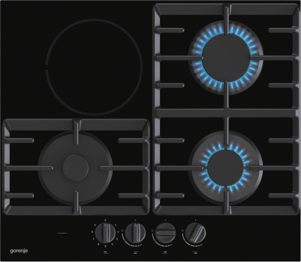 Gorenje Plaque de cuisson 1 foyer électrique + 3 feux gaz GCE681BSC