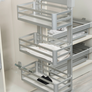 Colonne porte-vêtements aluminium 3 paniers droite Starax S-6272