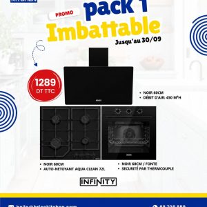 Pack Infinity 1 – Hotte + Plaque Gaz + Four Encastrable – Noir